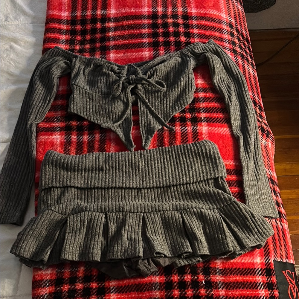 SHEIN Charcoal Ribbed Knitwear